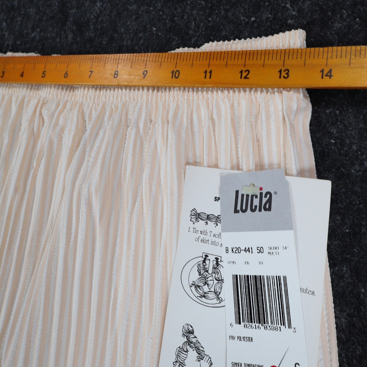 Lucia Broomstick Skirt Small Vintage 90s Peach Cream Tiered Crinkle Maxi USA NWT - take2supply
