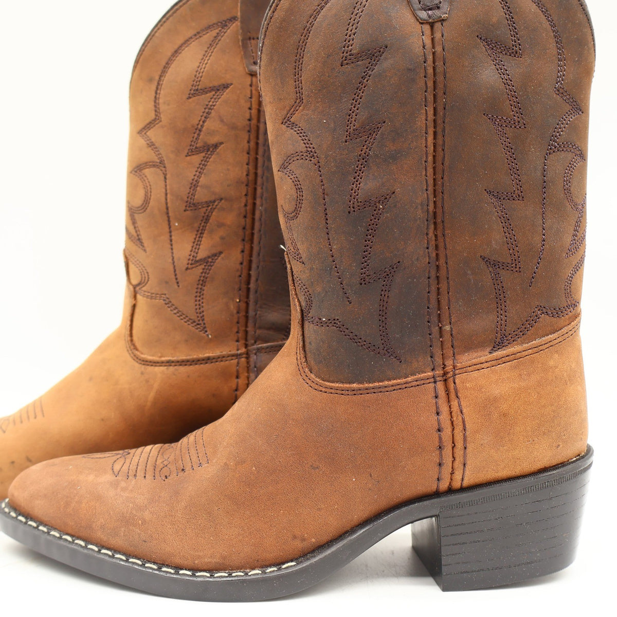 Laredo Western Boots Youth 2 D Tan Distressed Leather Cowboy Boots 28-2240 NIB - take2supply