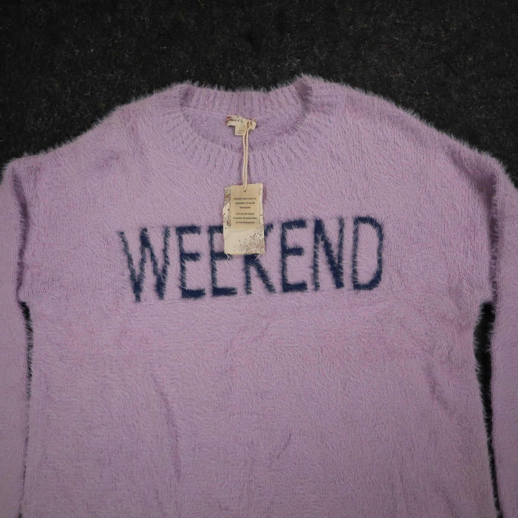 Hem & Thread Weekend Sweater Womens Large Lavender Fuzzy Eyelash Knit 31351 - take2supply