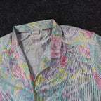 Donnkenny Blouse Womens 12 Vintage 90s Pastel Floral Sheer Stripe Button Up USA - take2supply