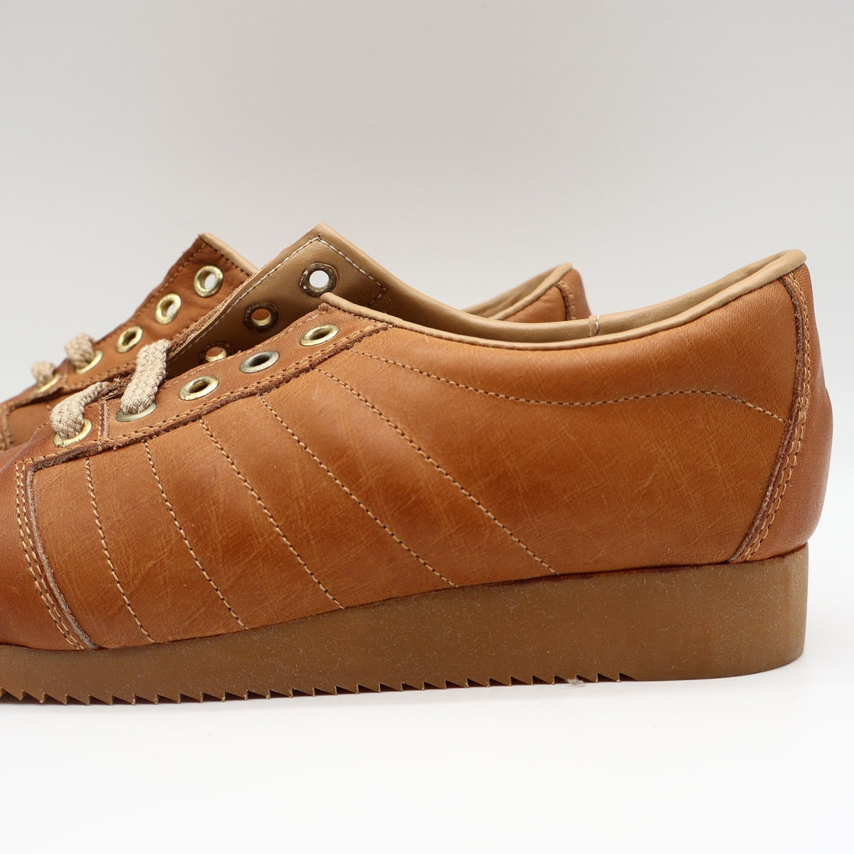Sportiques Sneakers 7.5 Vintage Deadstock Brown Leather Gum Ripple Sole Romania - take2supply