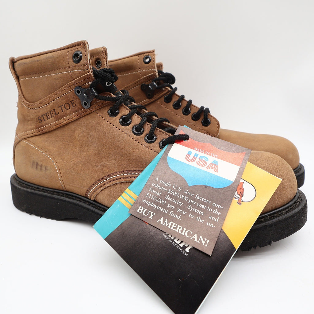 Carolina 139 Steel Toe Work Boots Mens 11 D Brown Leather USA New Vintage 90s - take2supply