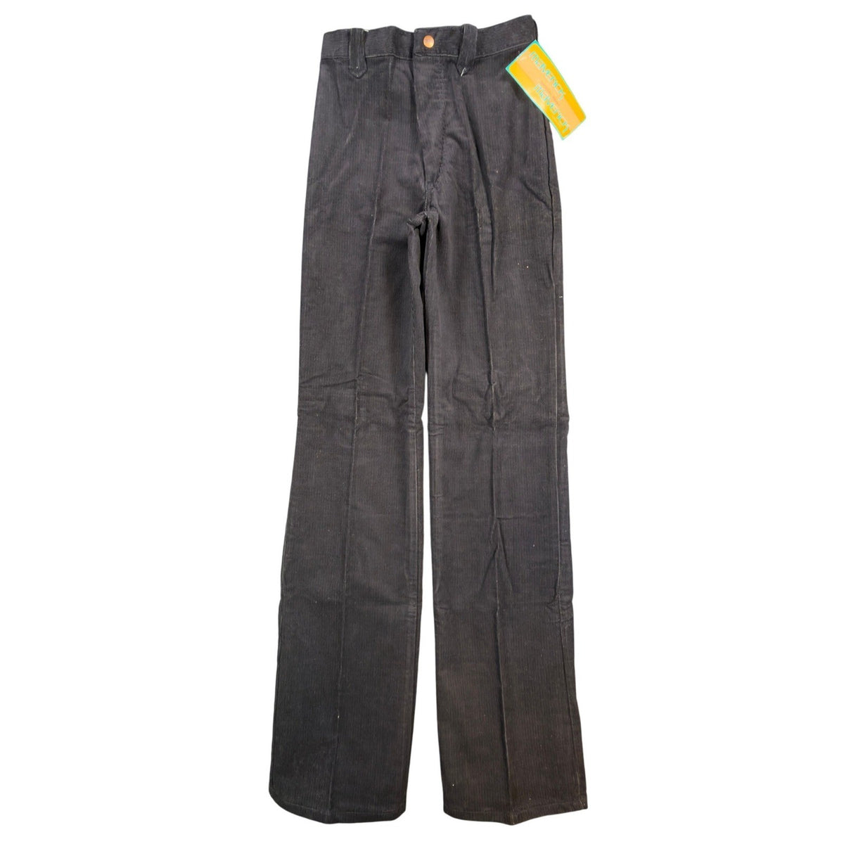 Black Maverick flared corduroy pants with embroidered back pockets, full front view