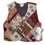 Sandy Starkman Patchwork Vest Womens M Vintage 90s Velvet Mirror Embellished New - take2supply