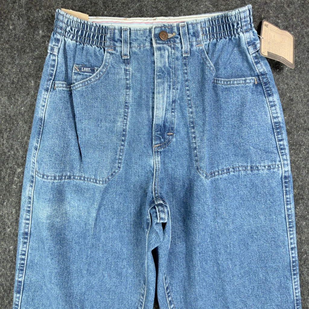 Lee Vintage 90s Side Elastic Utility Jeans Womens 8 M Blue Denim Made in USA NWT - take2supply