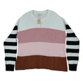 Hem & Thread Colorblock Striped Sweater Women Medium Pink Brown White Black Knit - take2supply
