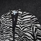 Emma J Zebra Print Jacket Womens M Y2K Black White Cotton Grommet Eyelet Trim - take2supply