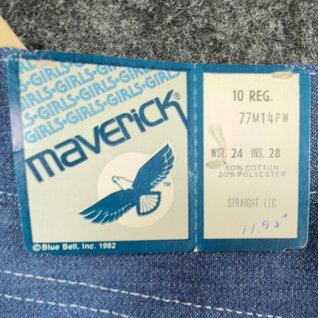 Maverick Vintage 80s Jeans Girls 10 Reg Blue Straight Leg NOS NWT 24x28 - take2supply
