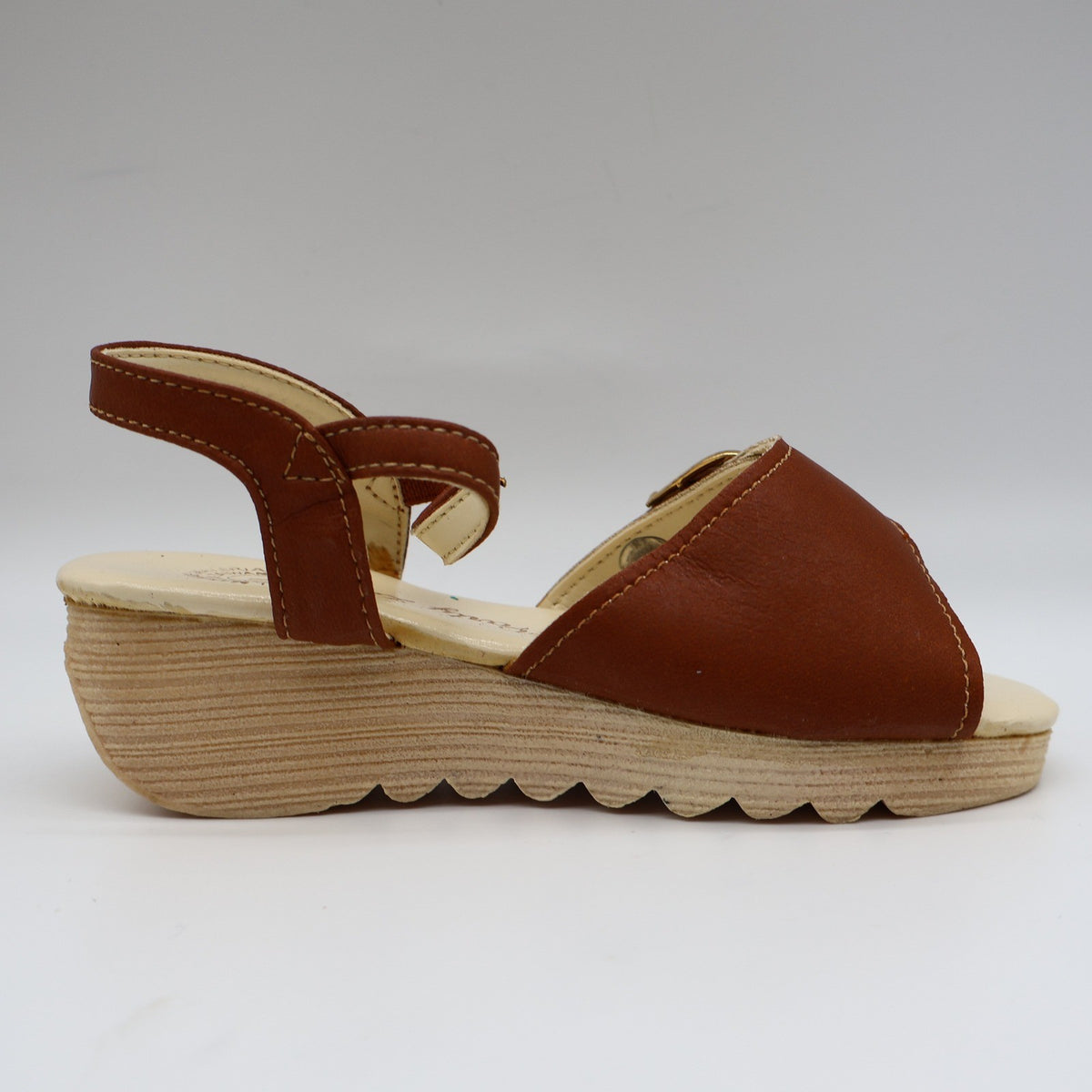 Party Lane Wedge Sandals Toddler Size 10 Vintage Brown Faux Leather Deadstock - take2supply
