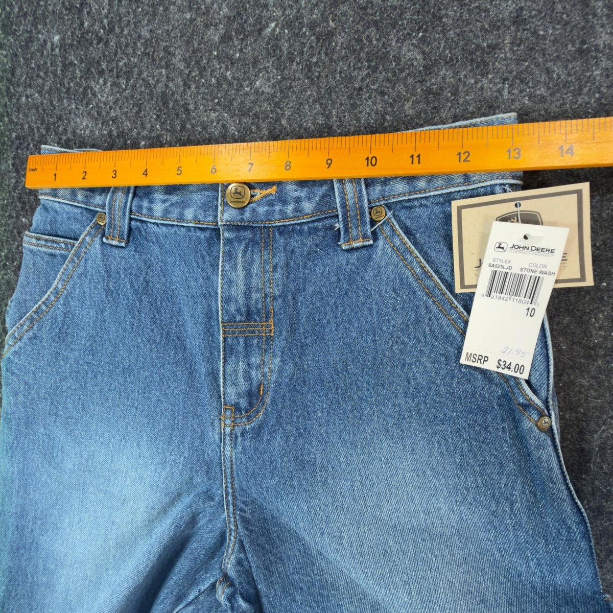 John Deere Y2K Carpenter Denim Shorts Boys 10 Blue Stone Wash NWT Deadstock - take2supply