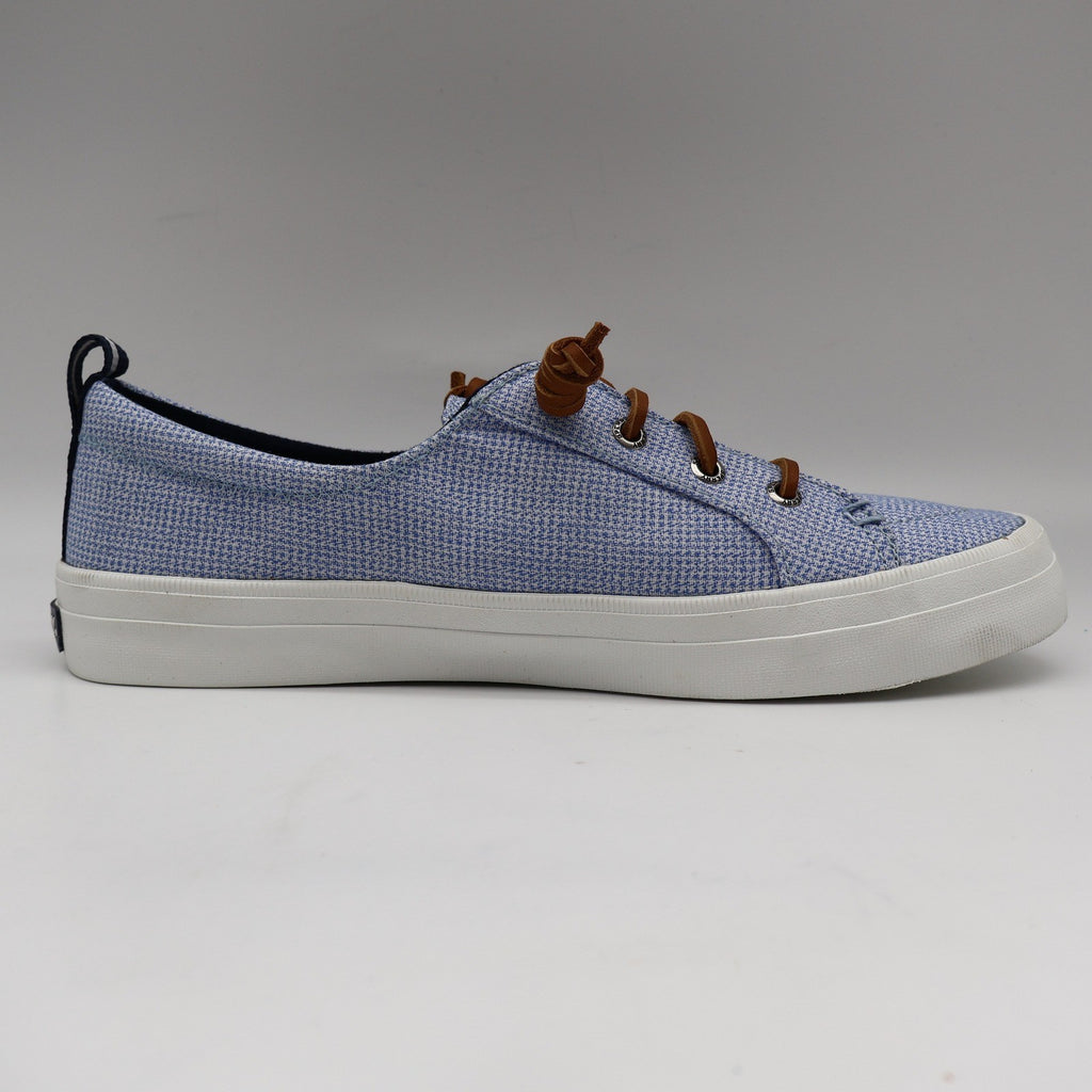 Sperry Crest Vibe Sneaker Womens 7.5 Blue Gingham Canvas Leather Lace STS85817 - take2supply