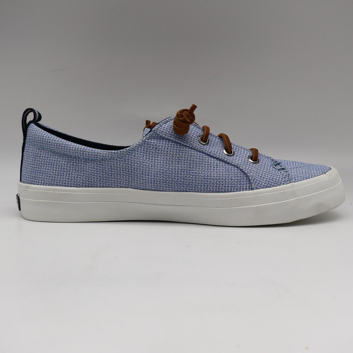 Sperry Crest Vibe Sneaker Womens 7.5 Blue Gingham Canvas Leather Lace STS85817 - take2supply