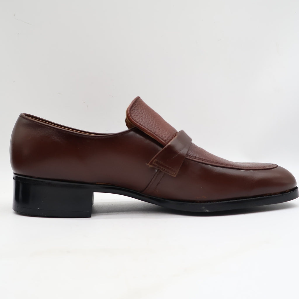 Barclay Loafers Mens 7.5 D Vintage Brown Leather Slip On Dress Shoes 95182 - take2supply