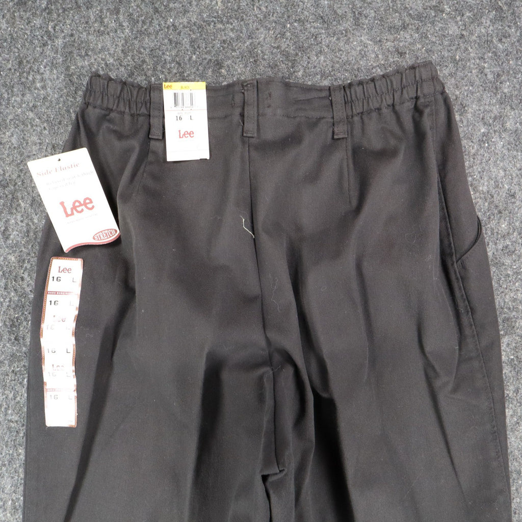 Lee Tapered Leg Pants Womens 16 L Black Side Elastic Stretch Pleated C864 - take2supply