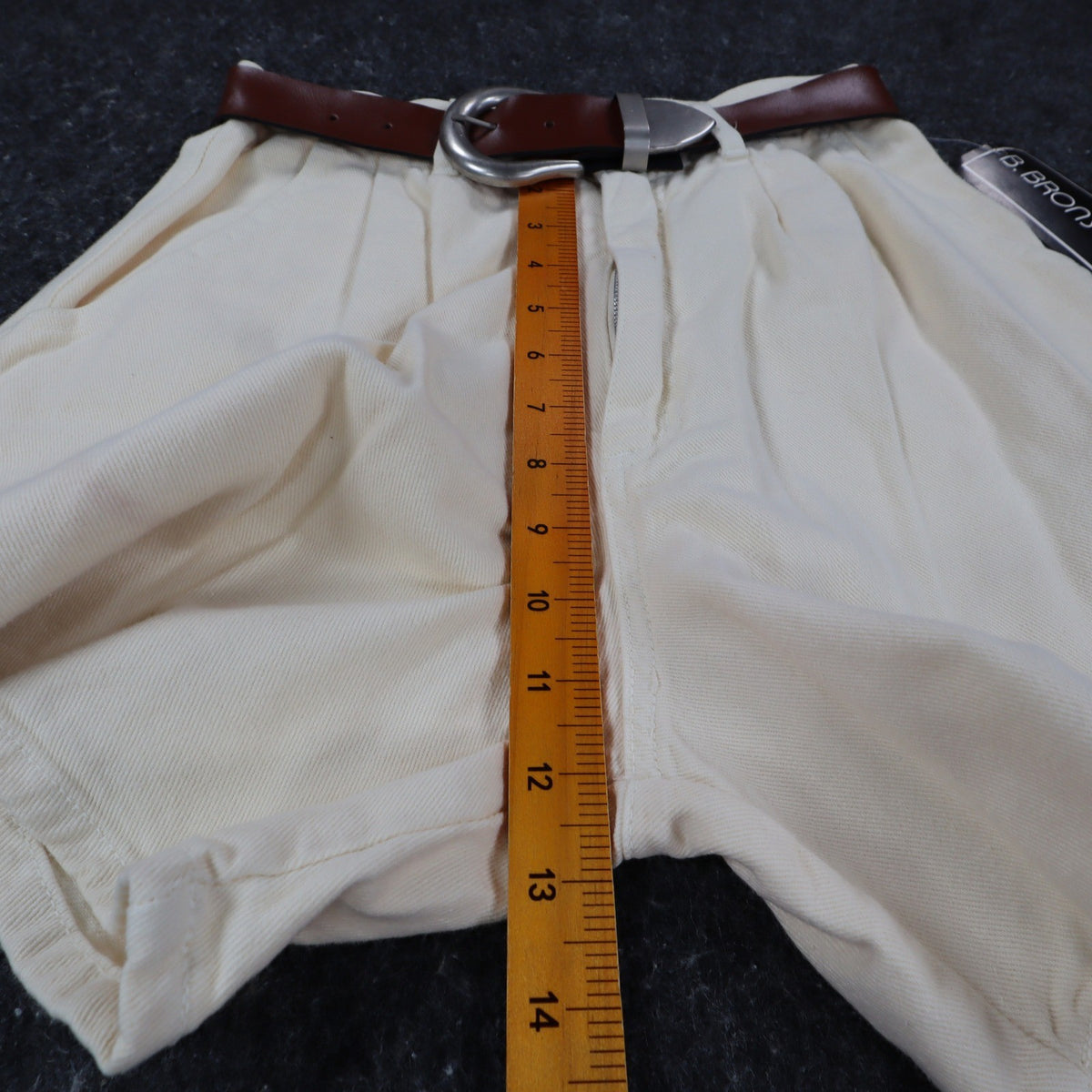 B. Bronson Shorts Womens 3 Vintage 90s Natural Cotton Pleated High Waist Belted - take2supply