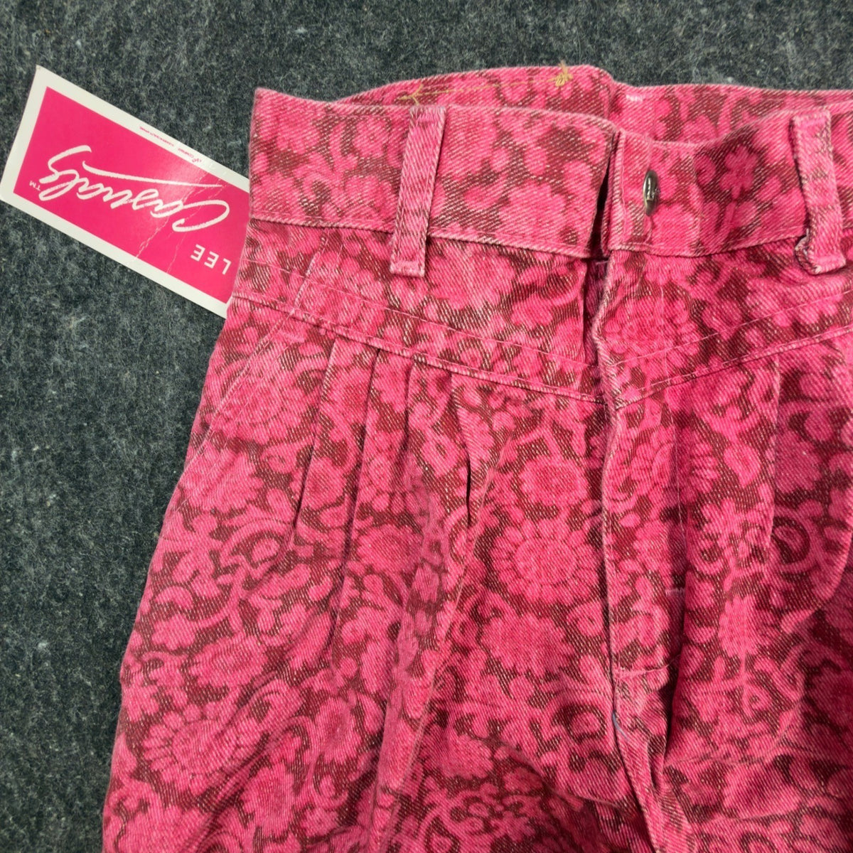 Lee Vintage 80s Floral Casuals Pants Girls 14 Slim Pink USA Made NOS NWT - take2supply