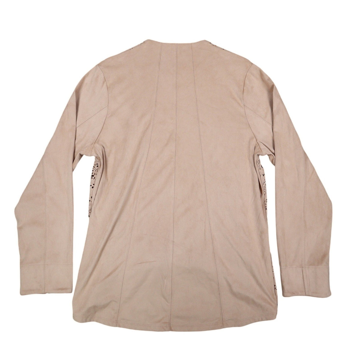 Erin London Open Front Jacket Medium NWT Sand Faux Suede Laser Cut Eyelet C1085 - take2supply