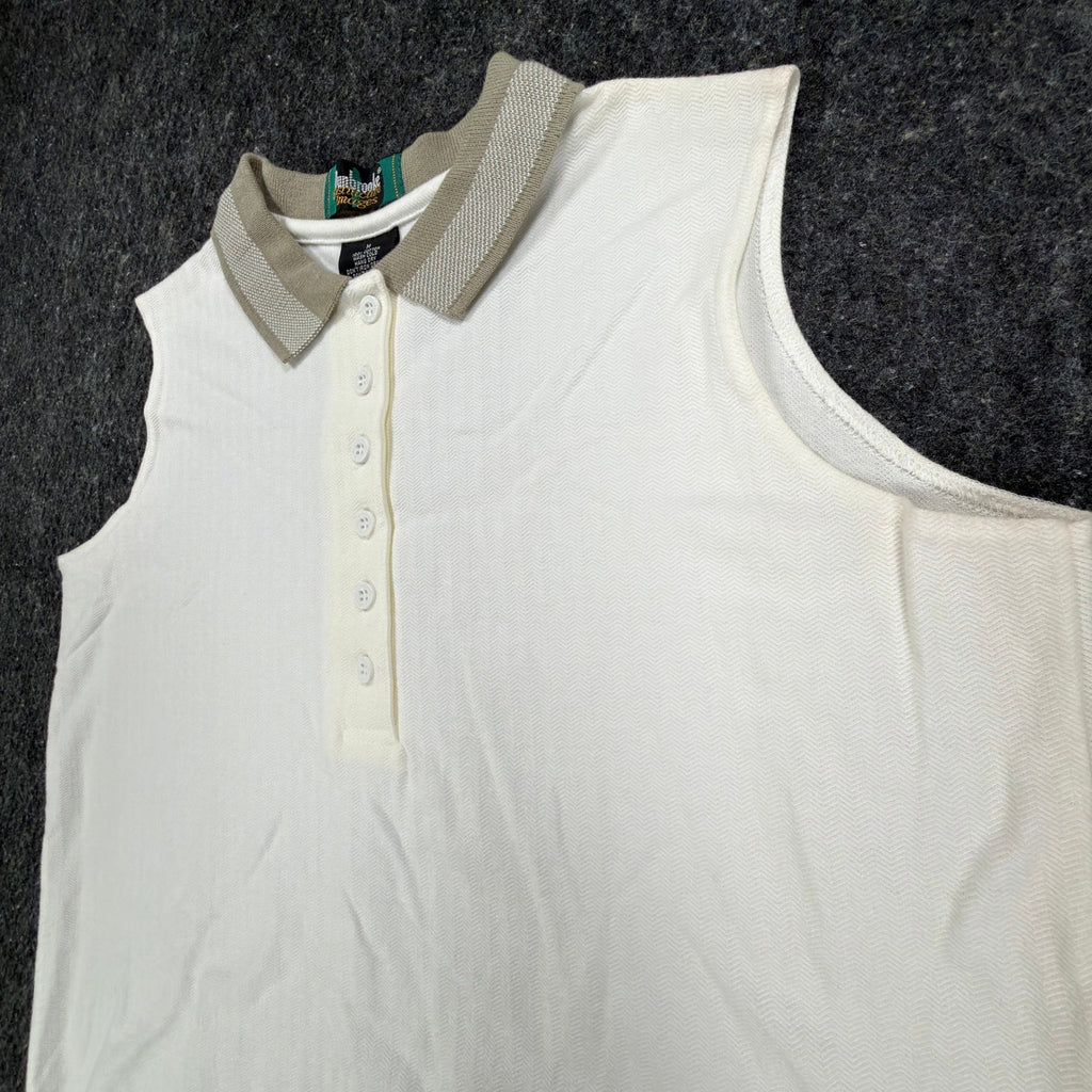 Dunbrooke Vintage Sleeveless Polo Shirt Women M Ivory Cotton New Made in USA - take2supply