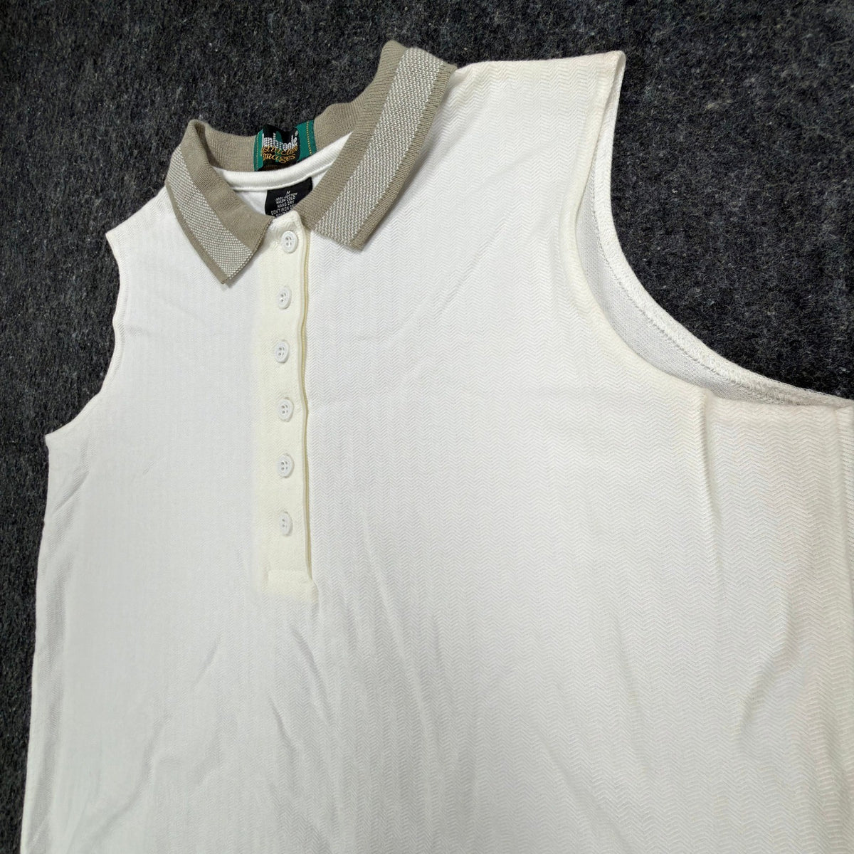 Dunbrooke Vintage Sleeveless Polo Shirt Women M Ivory Cotton New Made in USA - take2supply