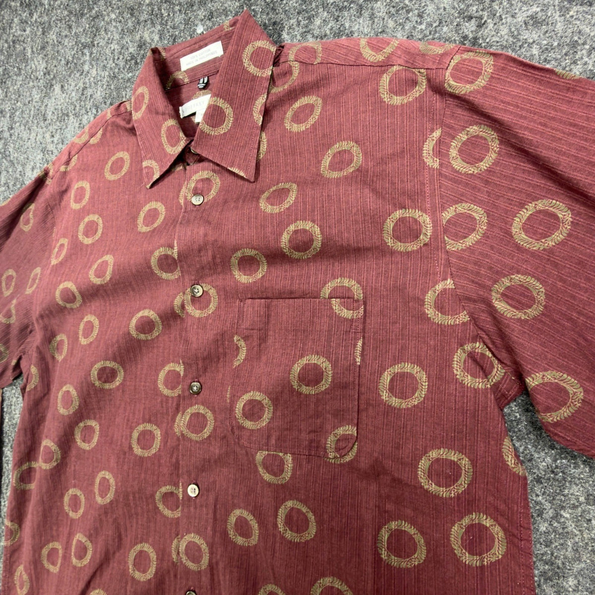 Geoffrey Beene Y2K Circle Print Shirt Mens M Burgundy Cotton NWT New - take2supply