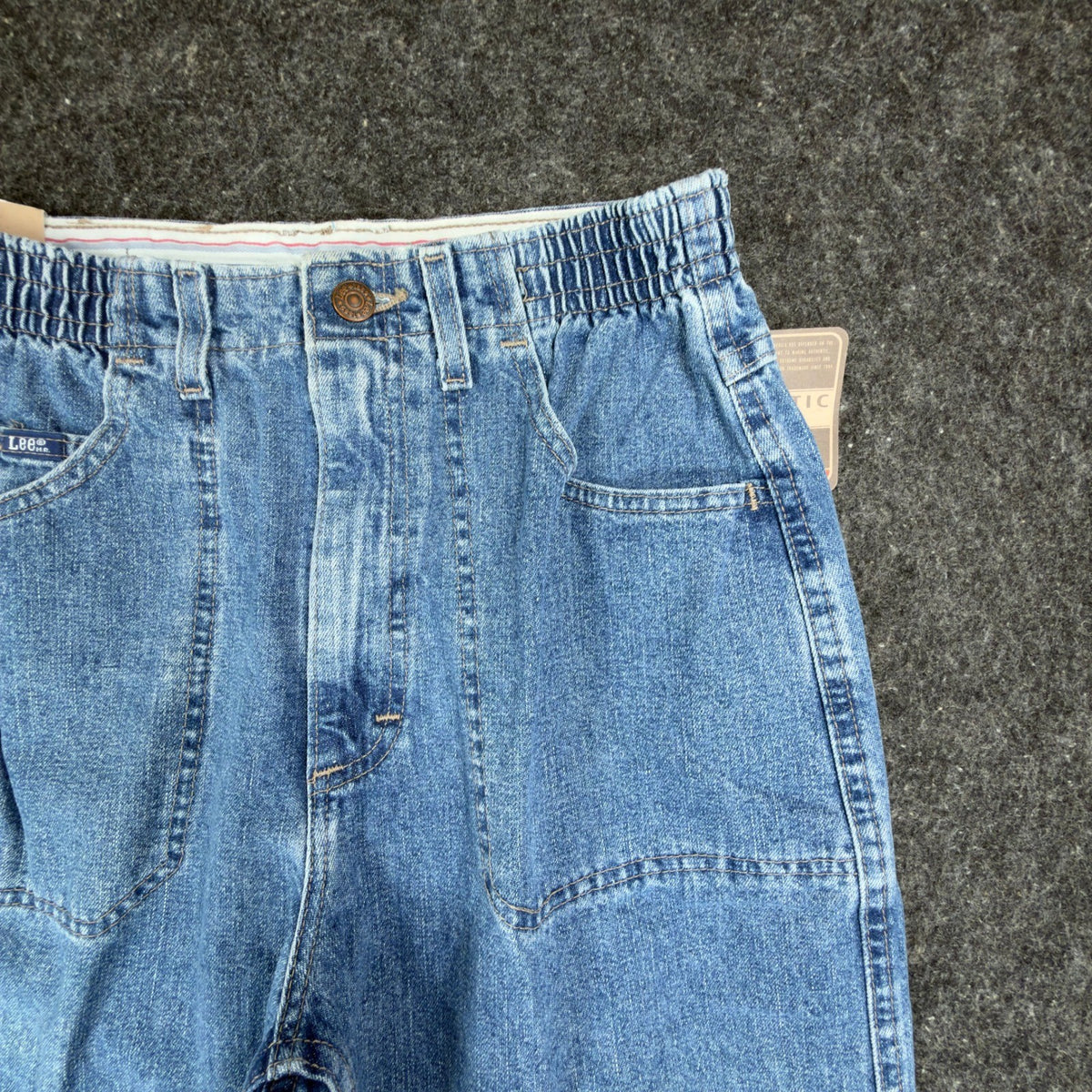 Lee Vintage 90s Side Elastic Utility Jeans Womens 8 M Blue Denim Made in USA NWT - take2supply