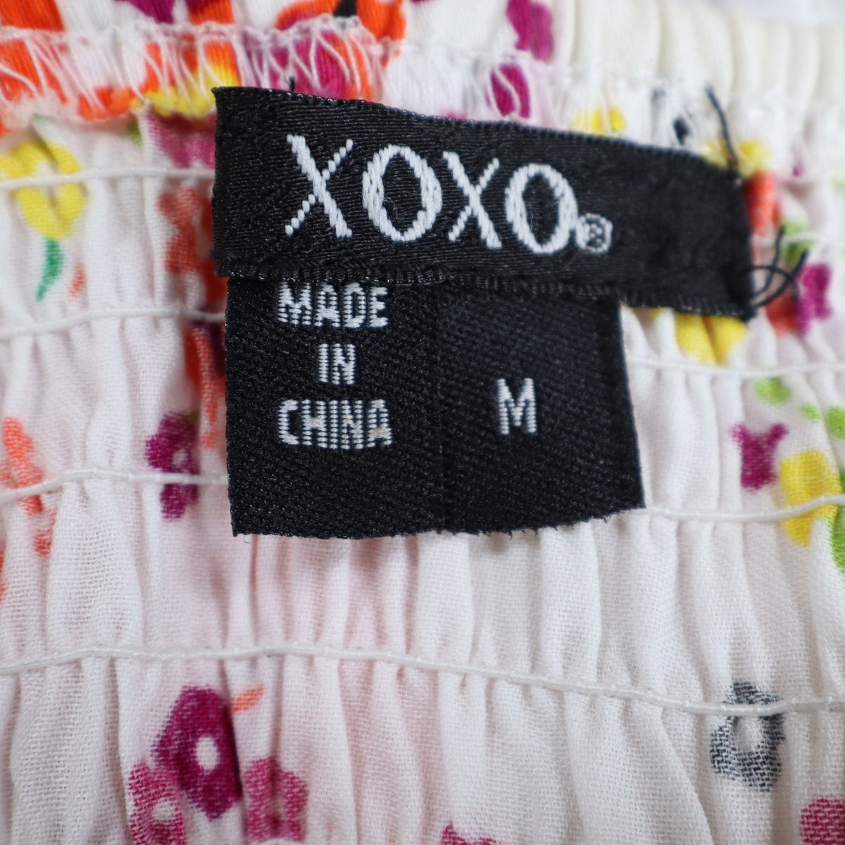 XOXO Halter Top Womens Size Medium NWT Floral Cotton Smocked Back White C759 - take2supply