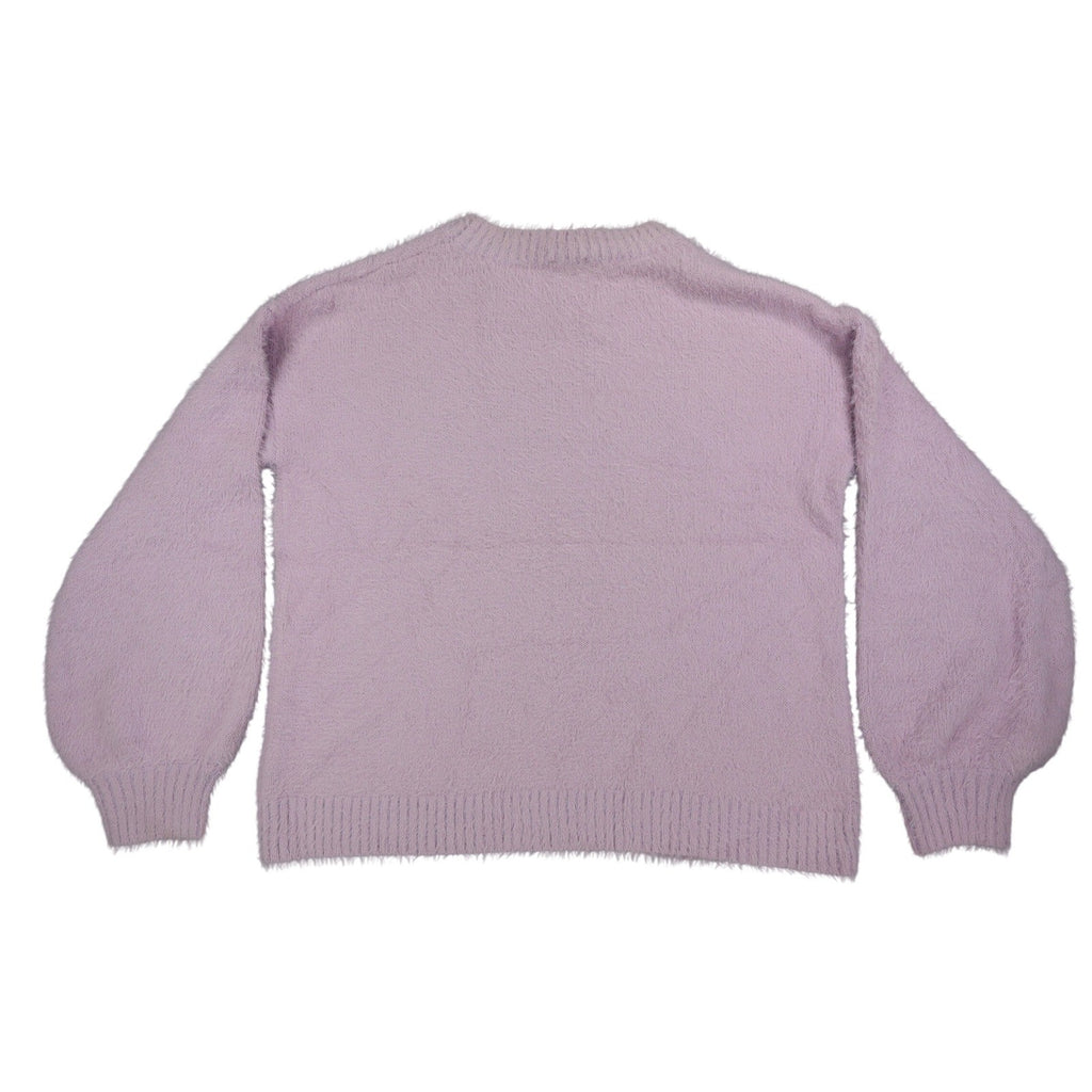 Hem & Thread Weekend Sweater Womens Large Lavender Fuzzy Eyelash Knit Graphic - take2supply