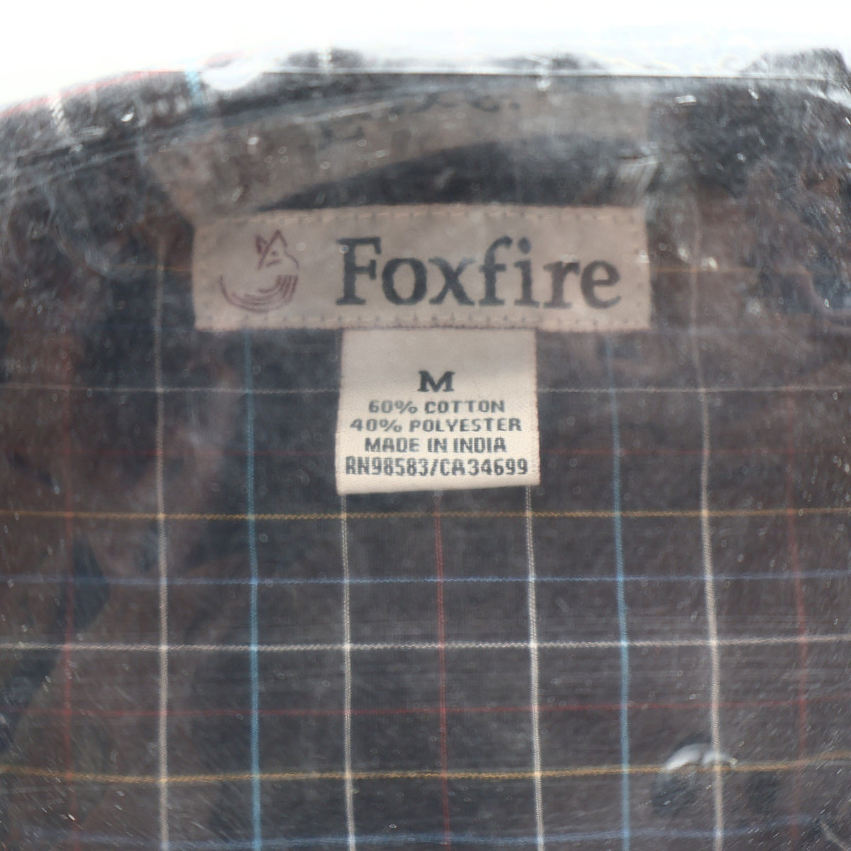 Foxfire Shirt Mens M Navy Windowpane Plaid Cotton Blend Button Down Collar NWT - take2supply