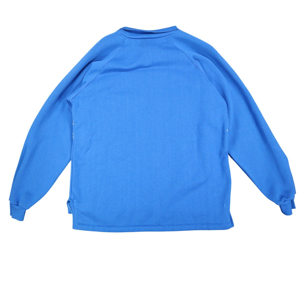 Great Lakes Apparel Sweatshirt Womens Medium Vintage 90s Blue Floral Embroidered - take2supply