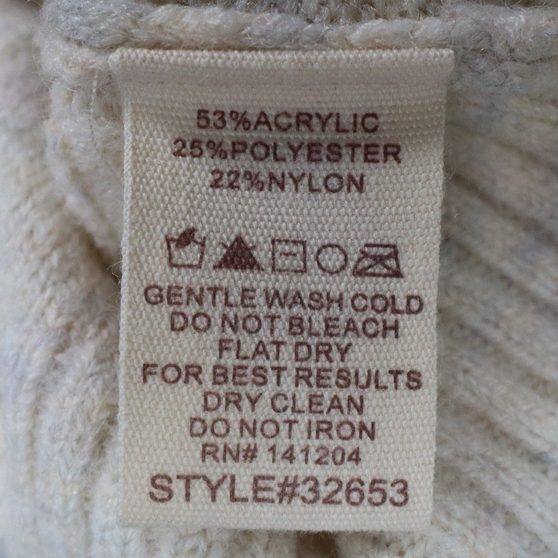 Hem & Thread Mock Neck Sweater Womens Small Cream Textured Checkerboard Knit NEW - take2supply