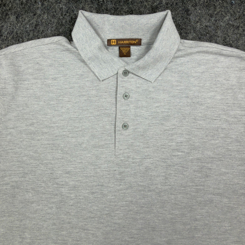 Harriton Long Sleeve Polo Mens XL Gray Cotton Blend M265L New No Tags - take2supply