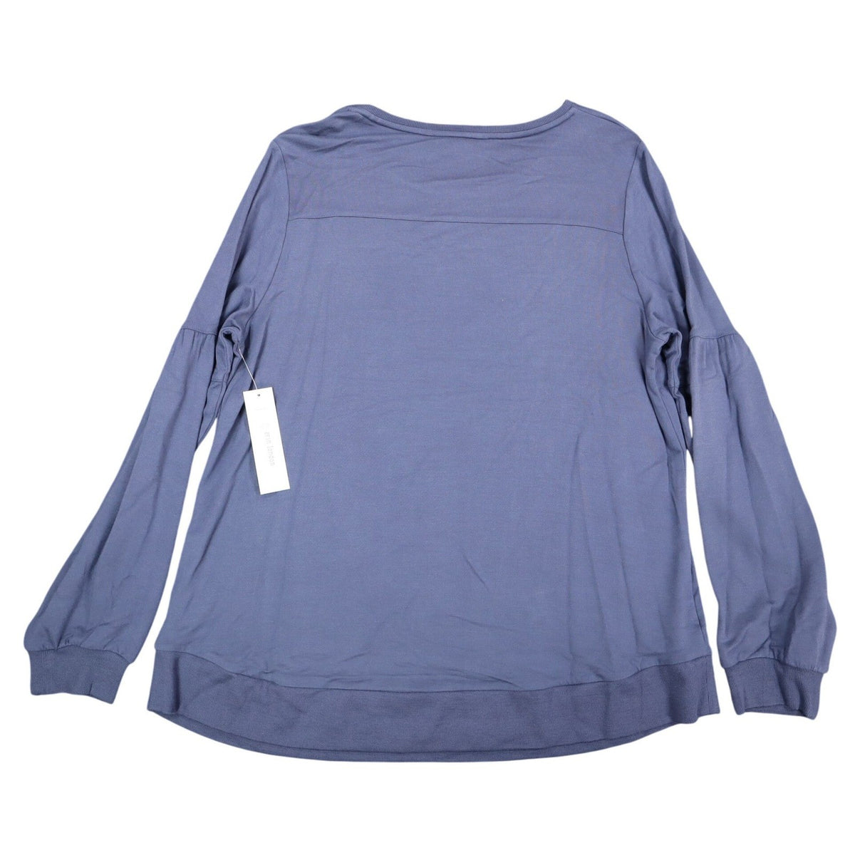 Erin London Top Womens L Blue Viscose Spandex Rhinestone Puff Sleeve NWT - take2supply