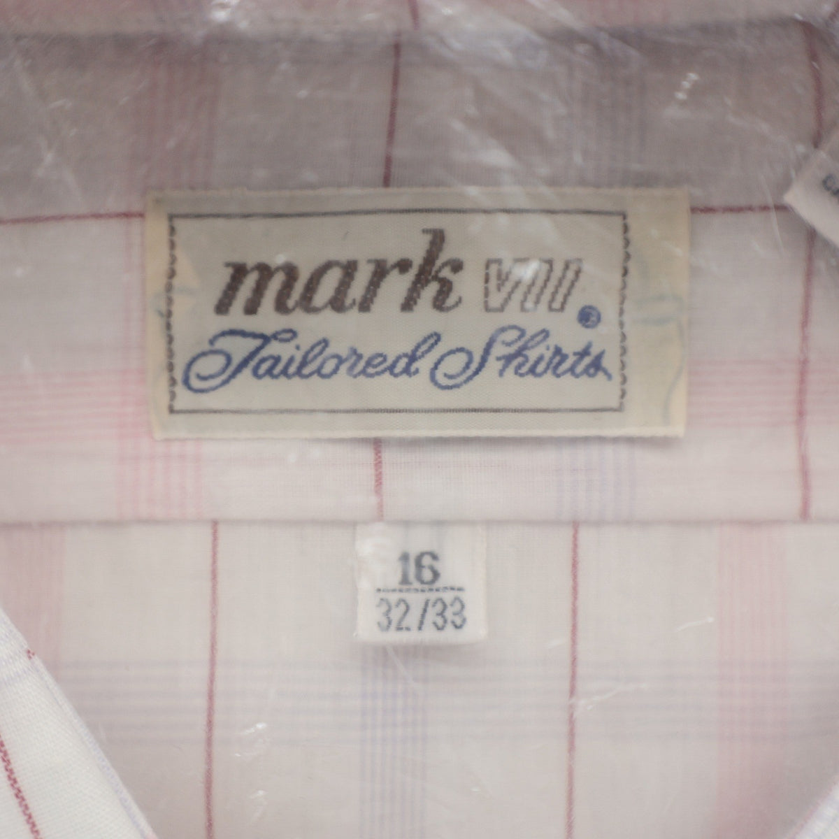 Mark VII Dress Shirt Mens 16 32/33 Vintage Deadstock White Red Blue Plaid - take2supply