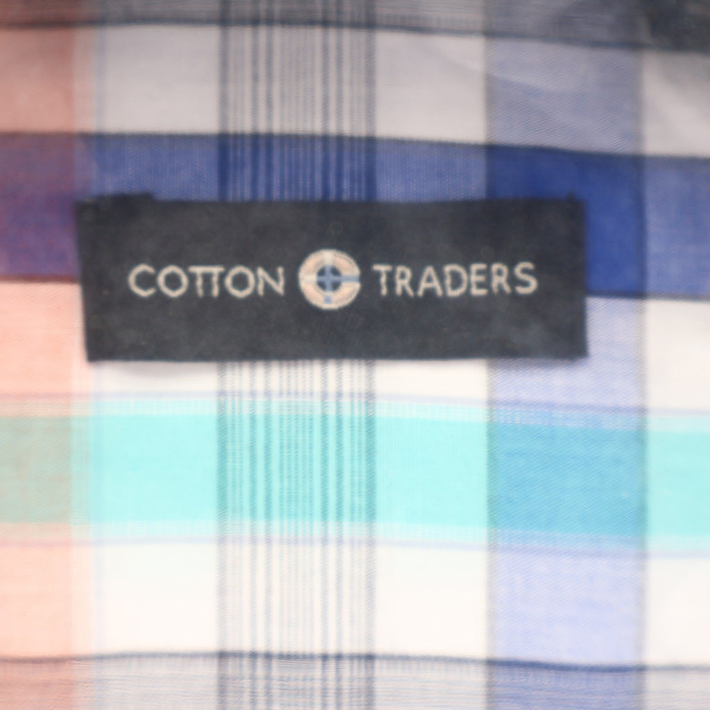Cotton Traders Plaid Button Down Shirt Mens XL Royal Blue Short Sleeve 2700-520 - take2supply