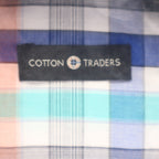 Cotton Traders Plaid Button Down Shirt Mens XL Royal Blue Short Sleeve 2700-520 - take2supply