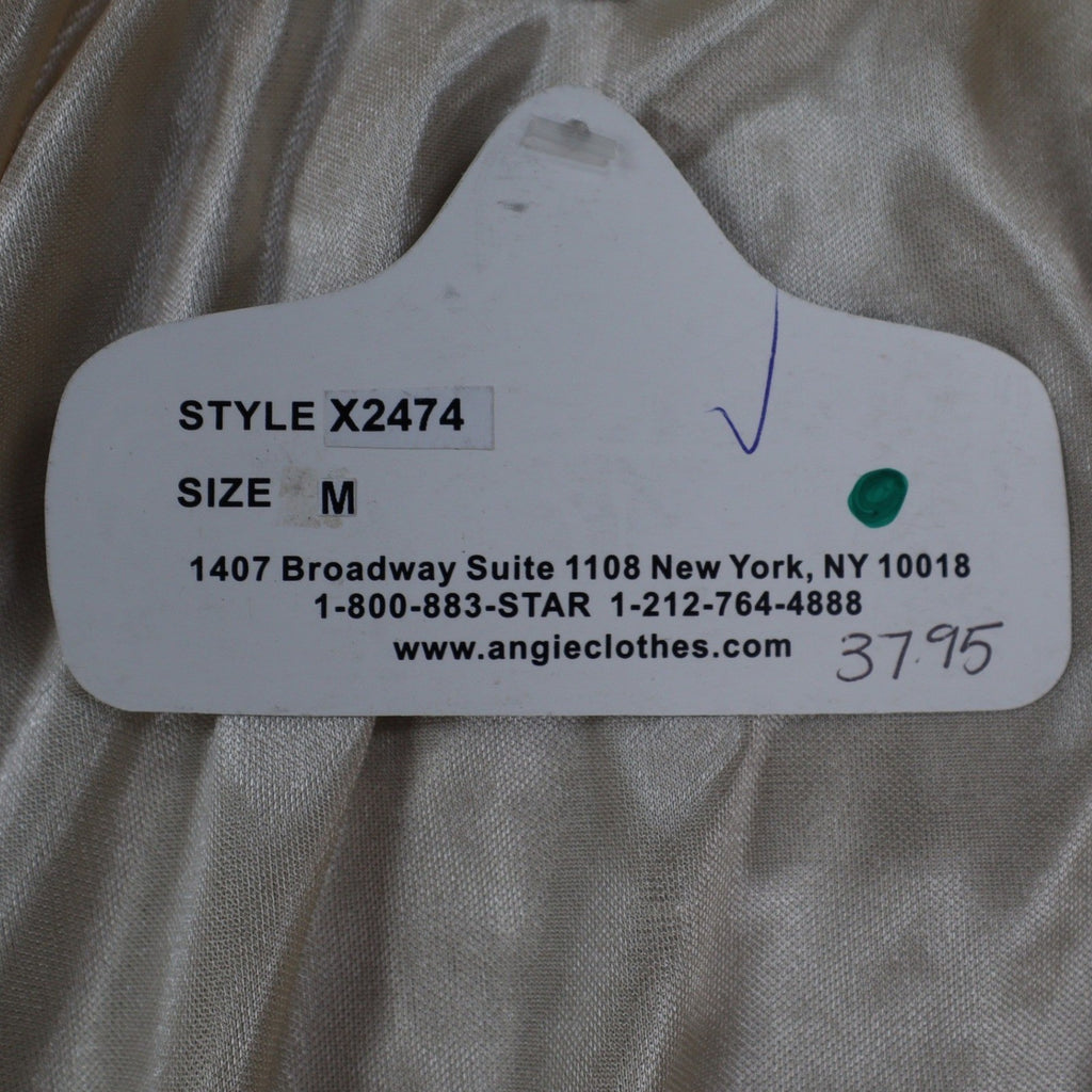 Angie Embroidered Smocked Blouse Womens Size Medium Ivory Boho Sheer Sleeve Top - take2supply