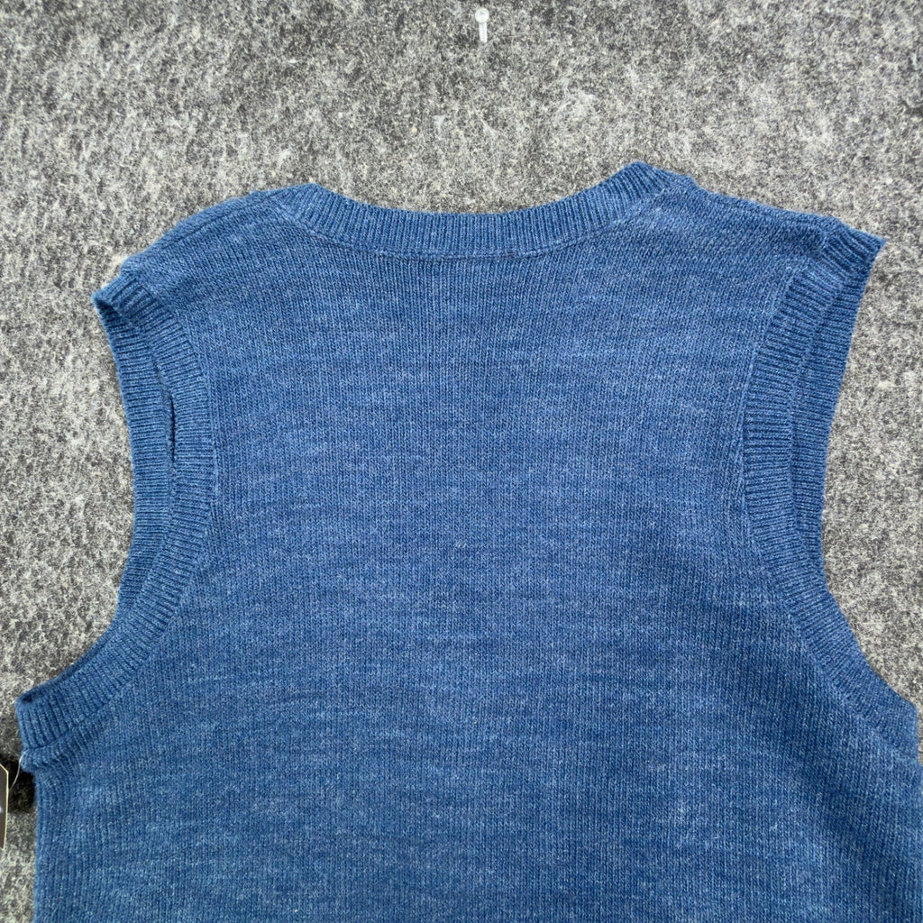 Southern Lady Vintage Sweater Vest Womens M Blue Leaf Embroidered Deadstock NWT - take2supply