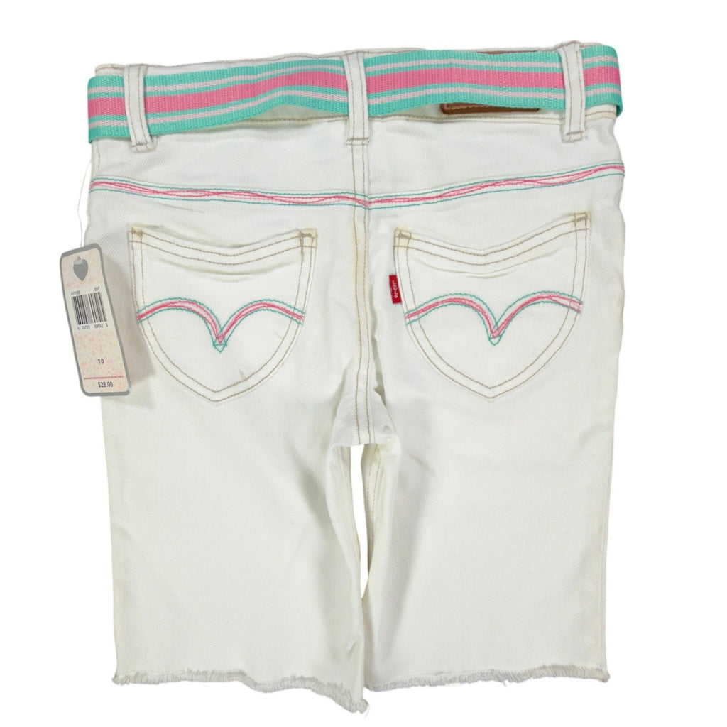 Levi's 2006 Y2K Bermuda Shorts Girls 10 White Denim NWT Belted C679 - take2supply