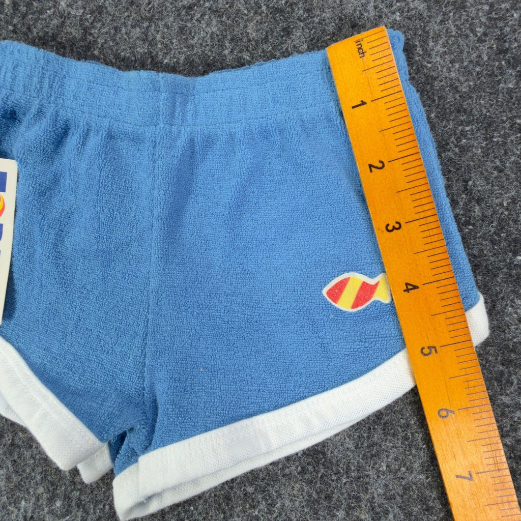 Toddy Winks Vintage 70s Terry Cloth Shorts Baby 6 MO Blue NWT USA - take2supply