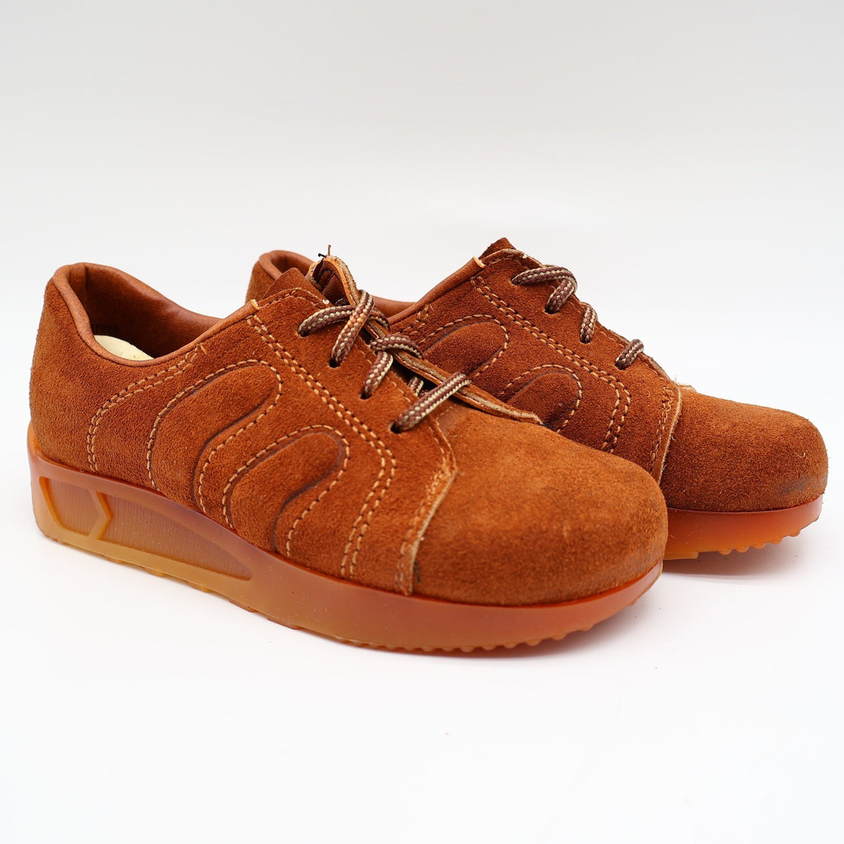 Walker Oxford Sneakers Kids 12 D Vintage 70s Rust Suede Platform Made in USA - take2supply