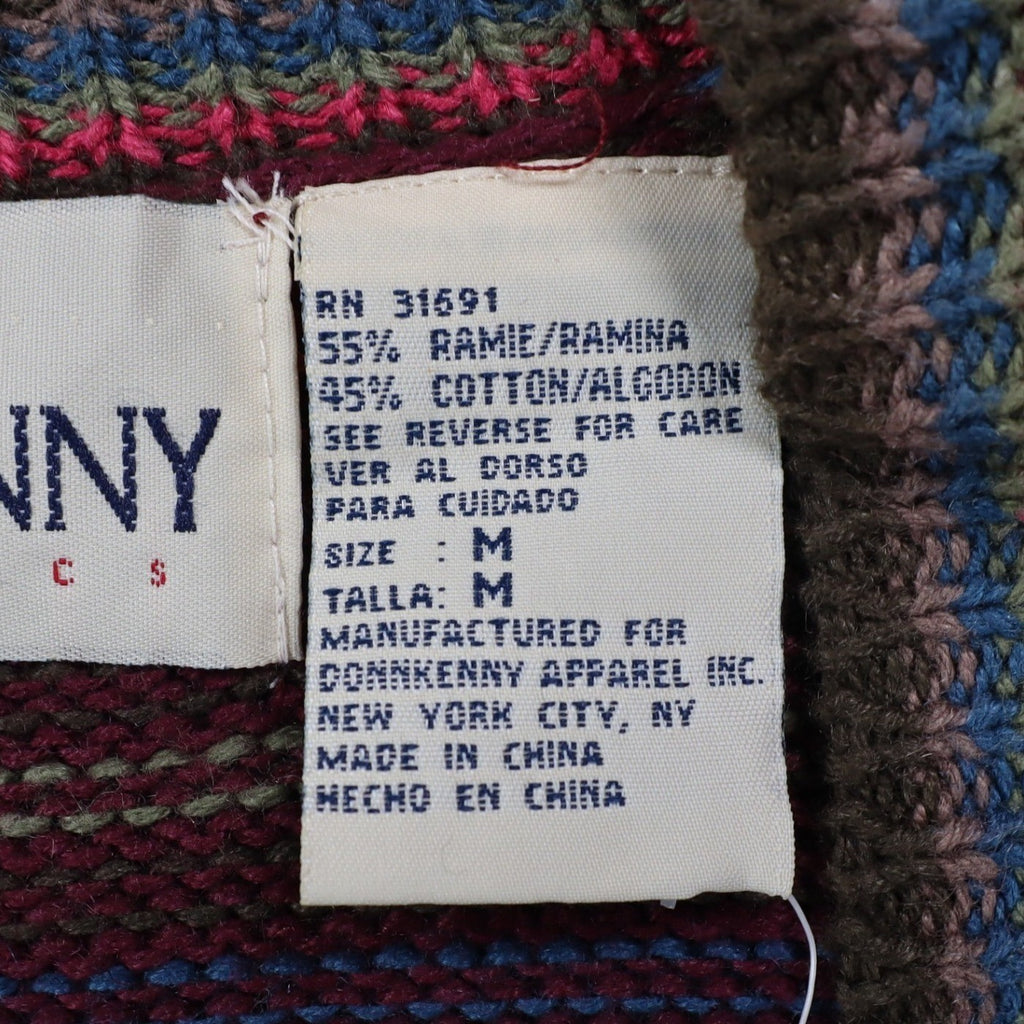 Donnkenny Sweater Vest Womens M Vintage 90s Burgundy Beaded Fair Isle Cotton - take2supply