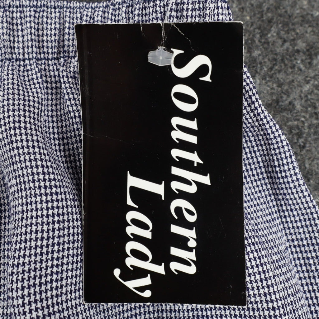 Southern Lady Pants Womens XL Navy Blue White Houndstooth Elastic Waist New - take2supply