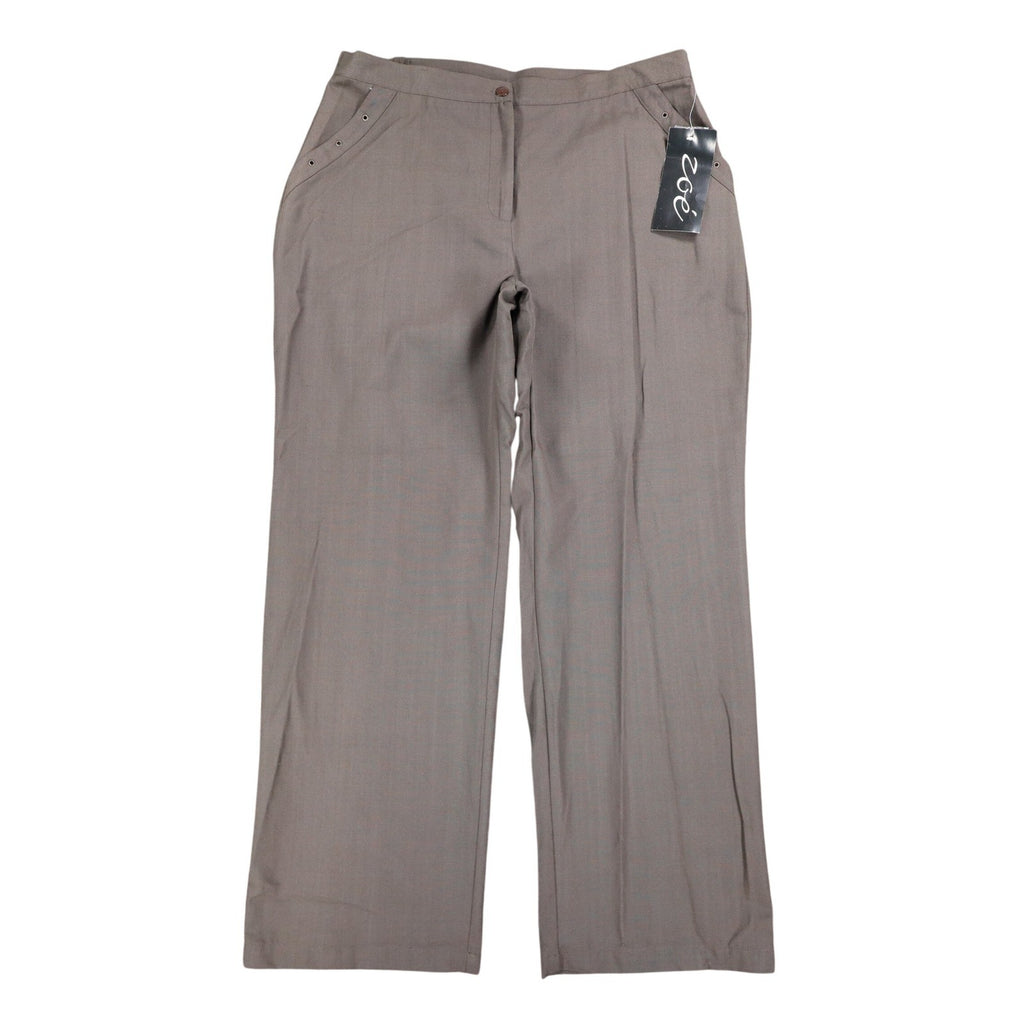Zoe Pants Womens 16 Taupe Brown Grommet Straight Leg Canada NWT NOS - take2supply