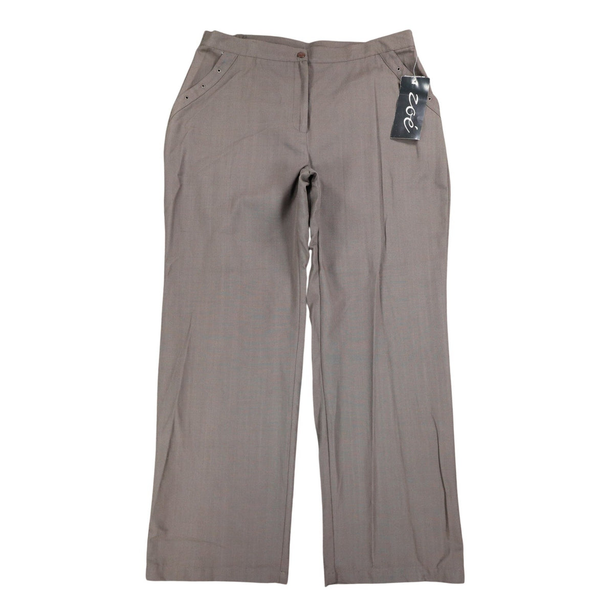 Zoe Pants Womens 16 Taupe Brown Grommet Straight Leg Canada NWT NOS - take2supply