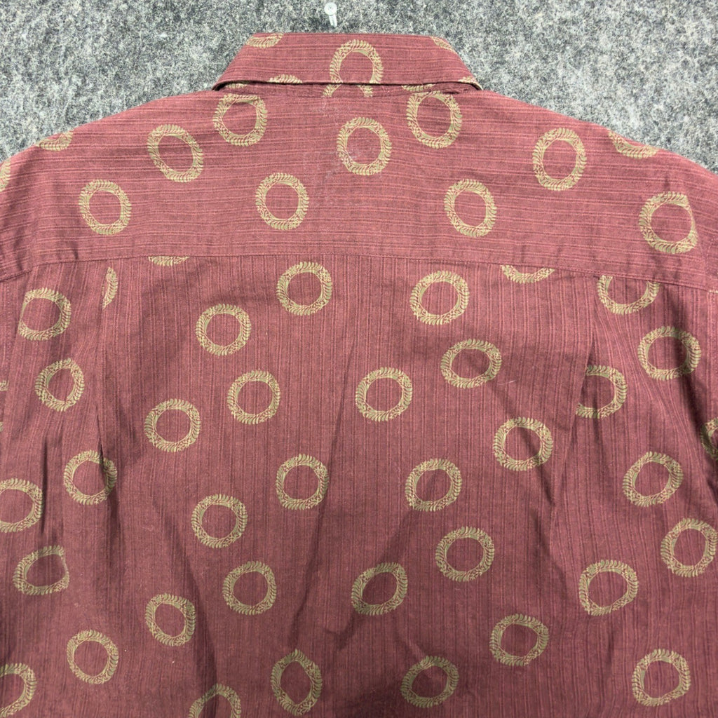 Geoffrey Beene Y2K Circle Print Shirt Mens M Burgundy Cotton NWT New - take2supply