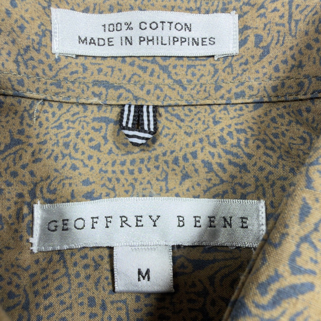 Geoffrey Beene Modern Paisley Button Up Mens Medium Tan Cotton NWT - take2supply