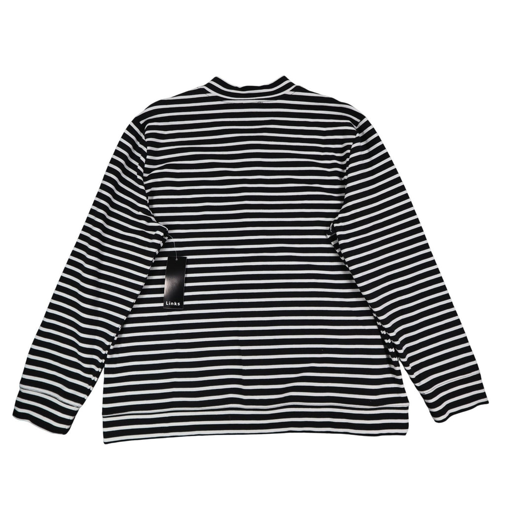 Links Womens L Black White Striped Full Zip Knit Jacket Stretch NWT - take2supply