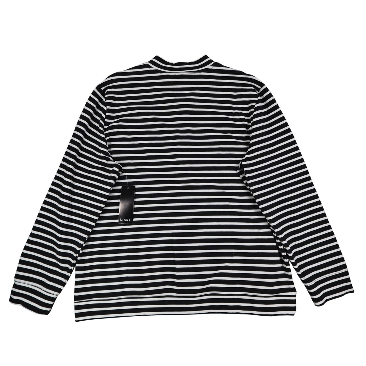 Links Womens L Black White Striped Full Zip Knit Jacket Stretch NWT - take2supply