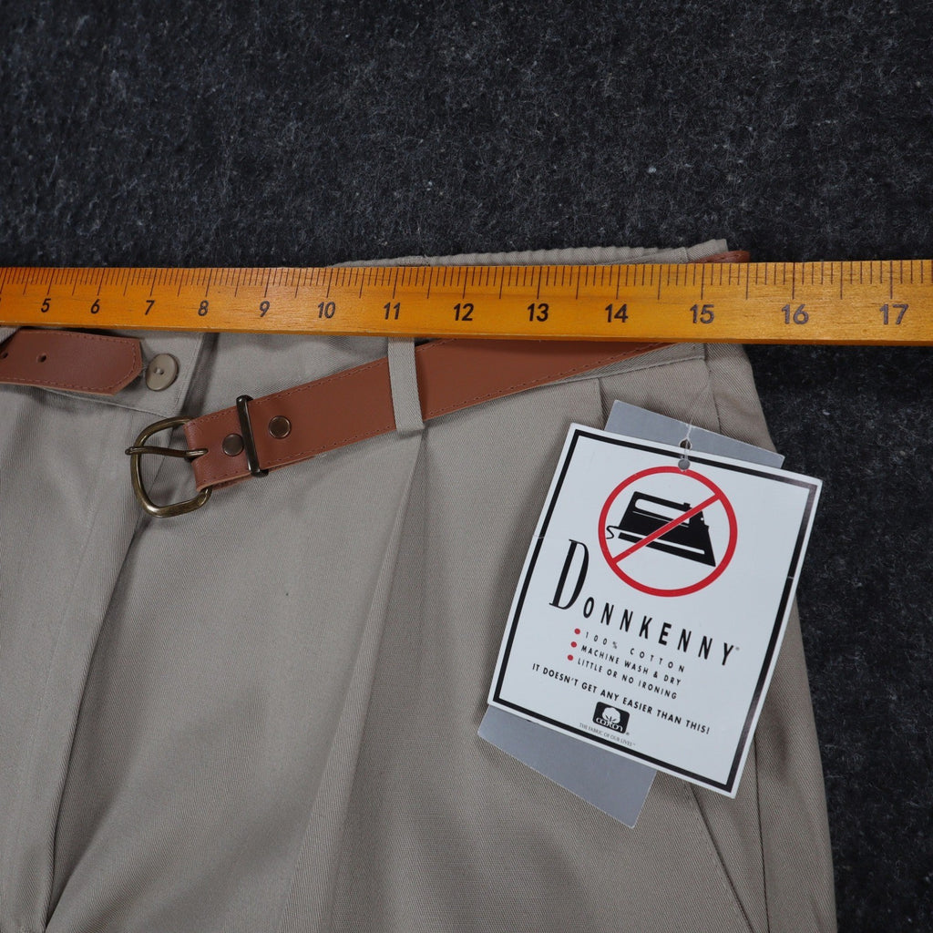 Donnkenny Pleated Trousers Womens 10 Vintage 90s Khaki Cotton Belted Chinos USA - take2supply