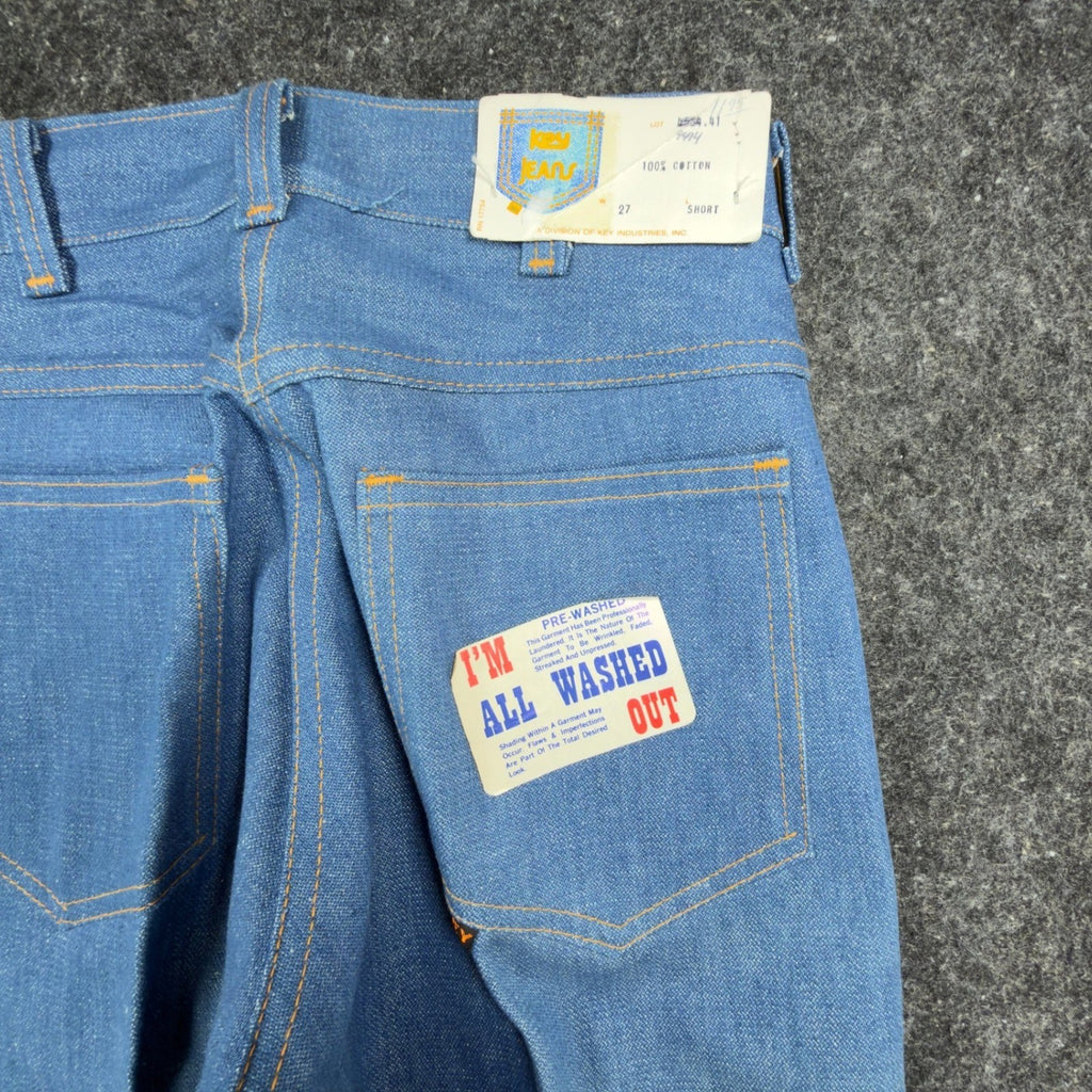 Key Jeans Vintage 70s Denim Pants Dept 27 Blue Cotton Deadstock NEW - take2supply